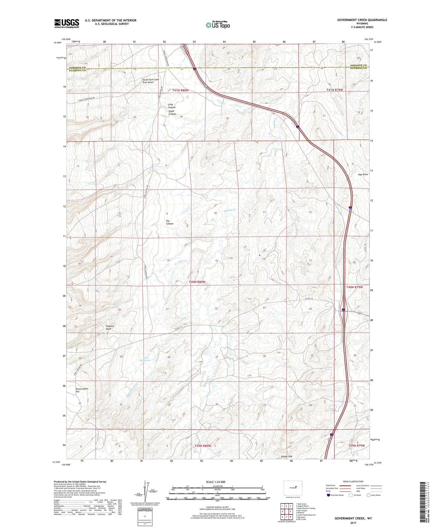 Government Creek Wyoming US Topo Map Image