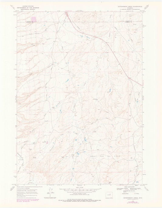 Classic USGS Government Creek Wyoming 7.5'x7.5' Topo Map Image