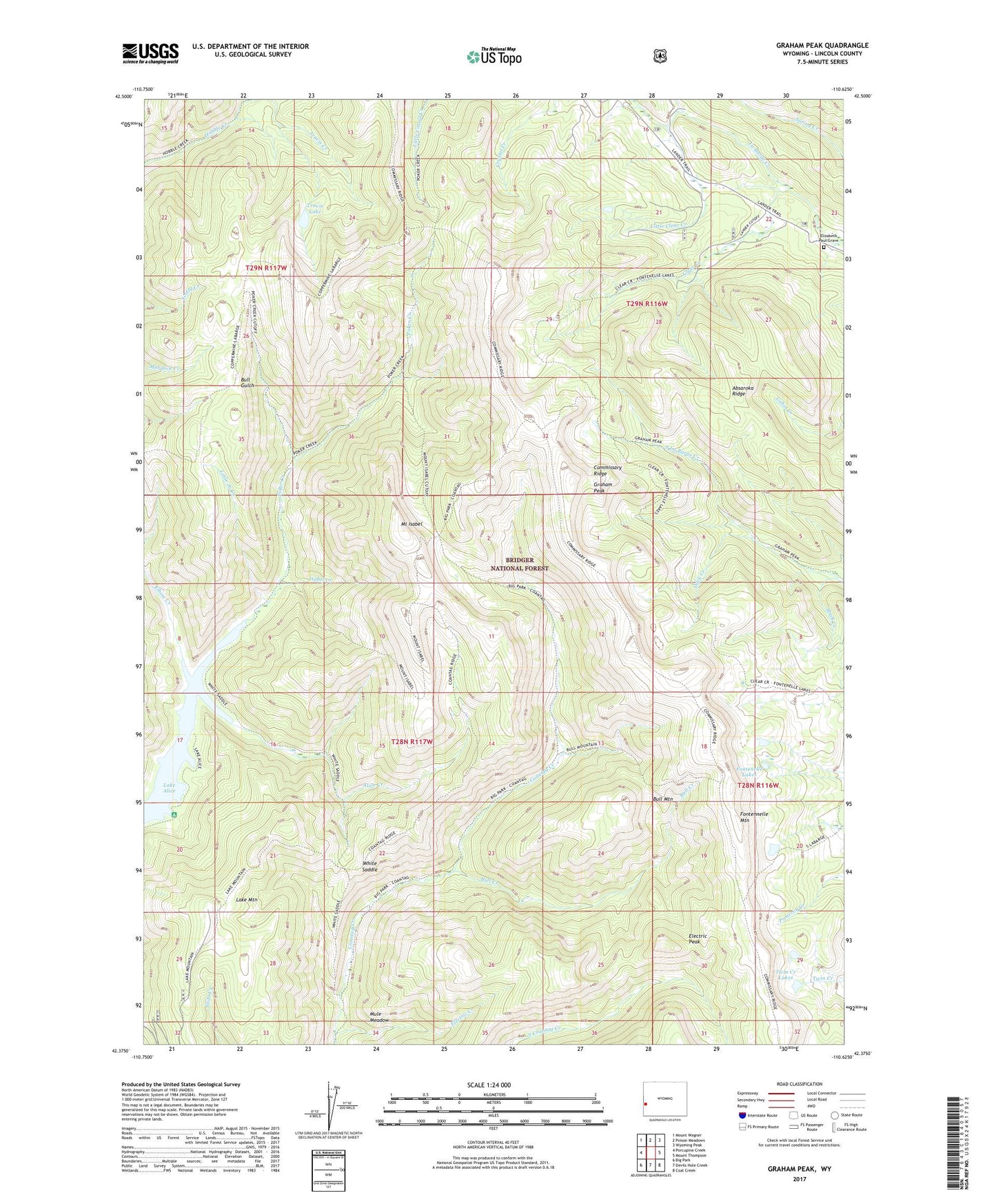 Graham Peak Wyoming US Topo Map Image
