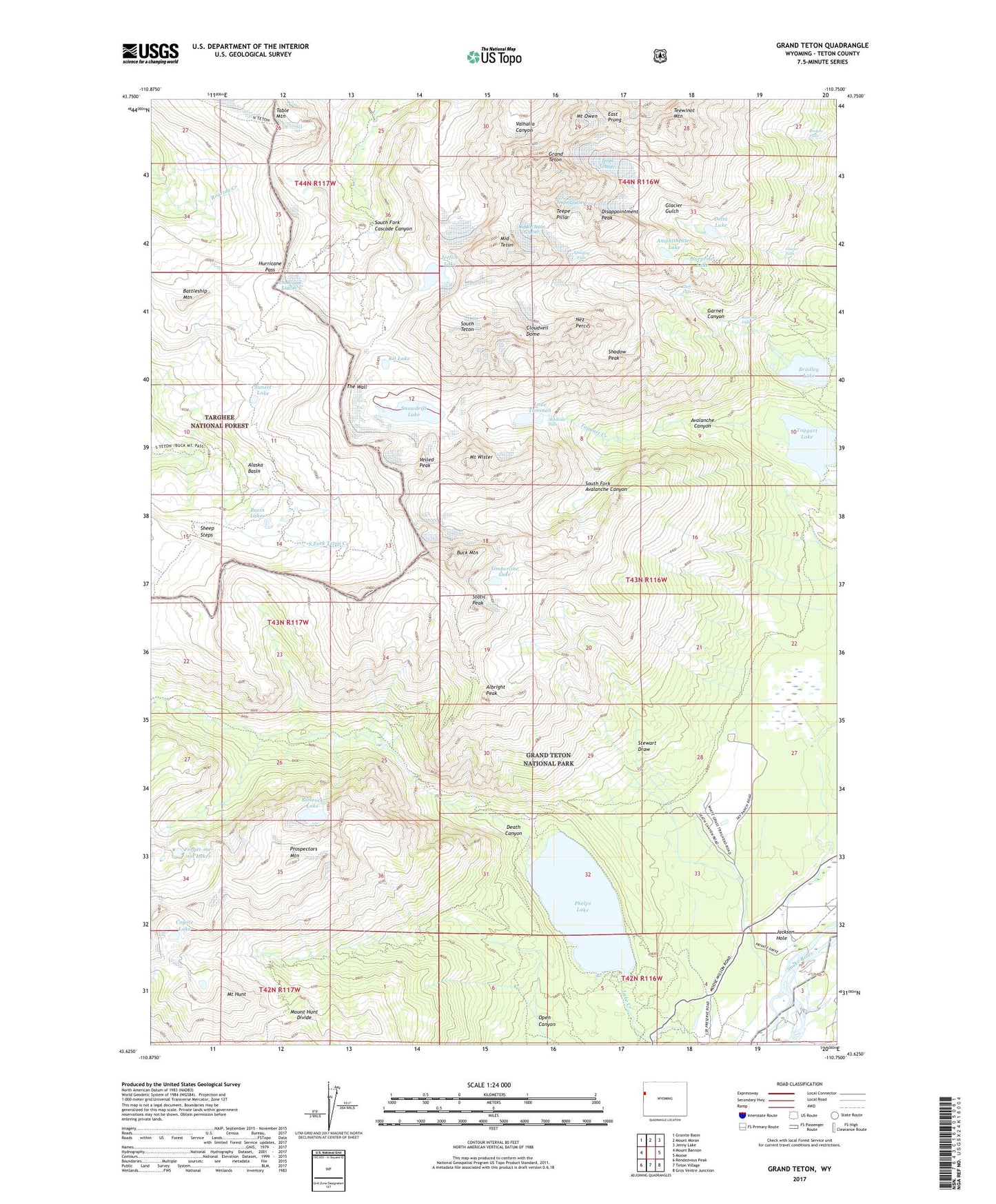 Grand Teton Wyoming US Topo Map Image