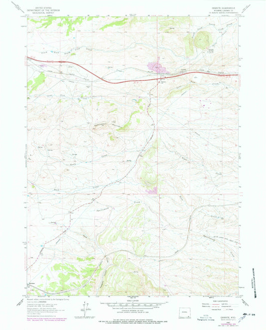 Classic USGS Granite Wyoming 7.5'x7.5' Topo Map Image