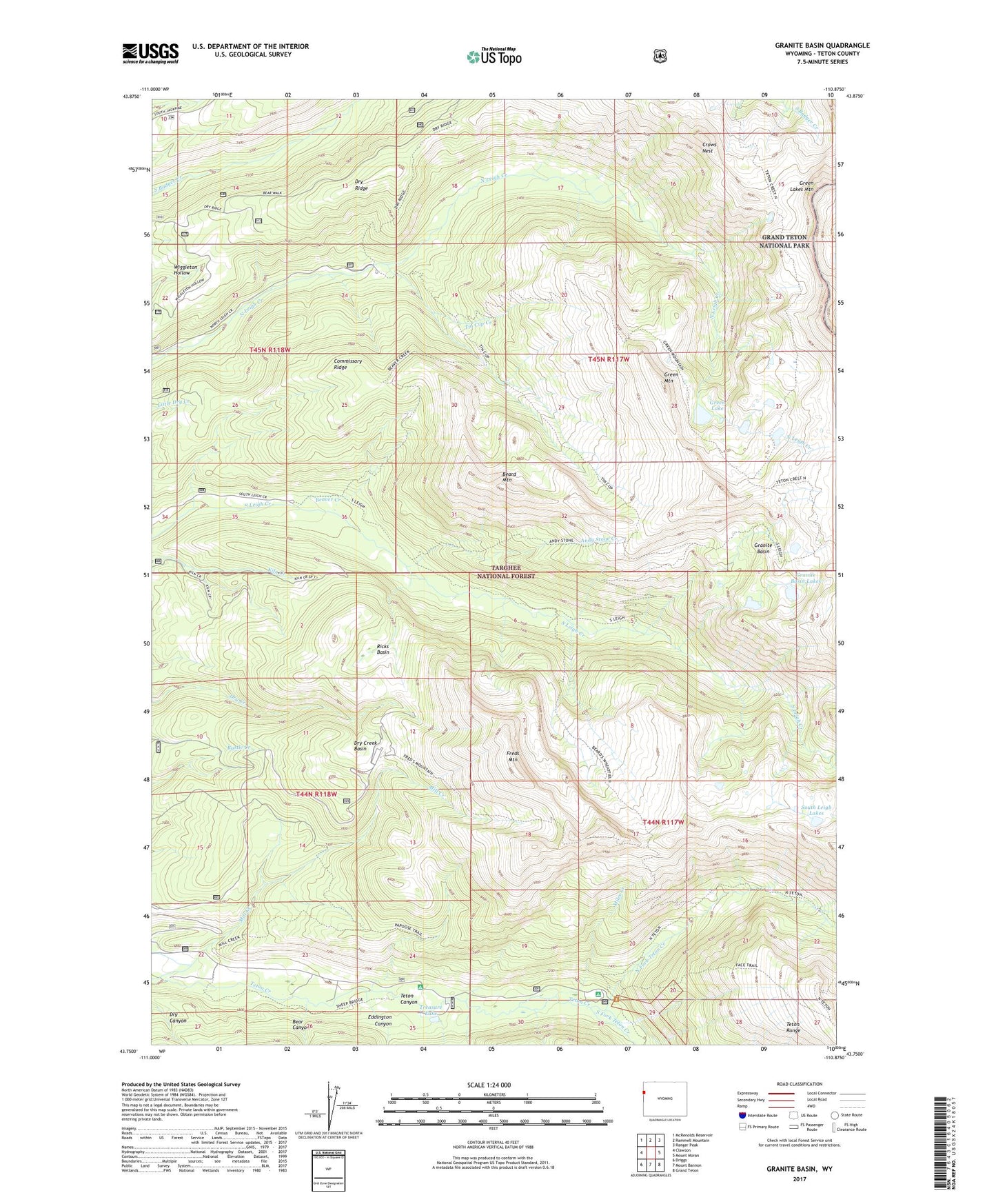 Granite Basin Wyoming US Topo Map Image