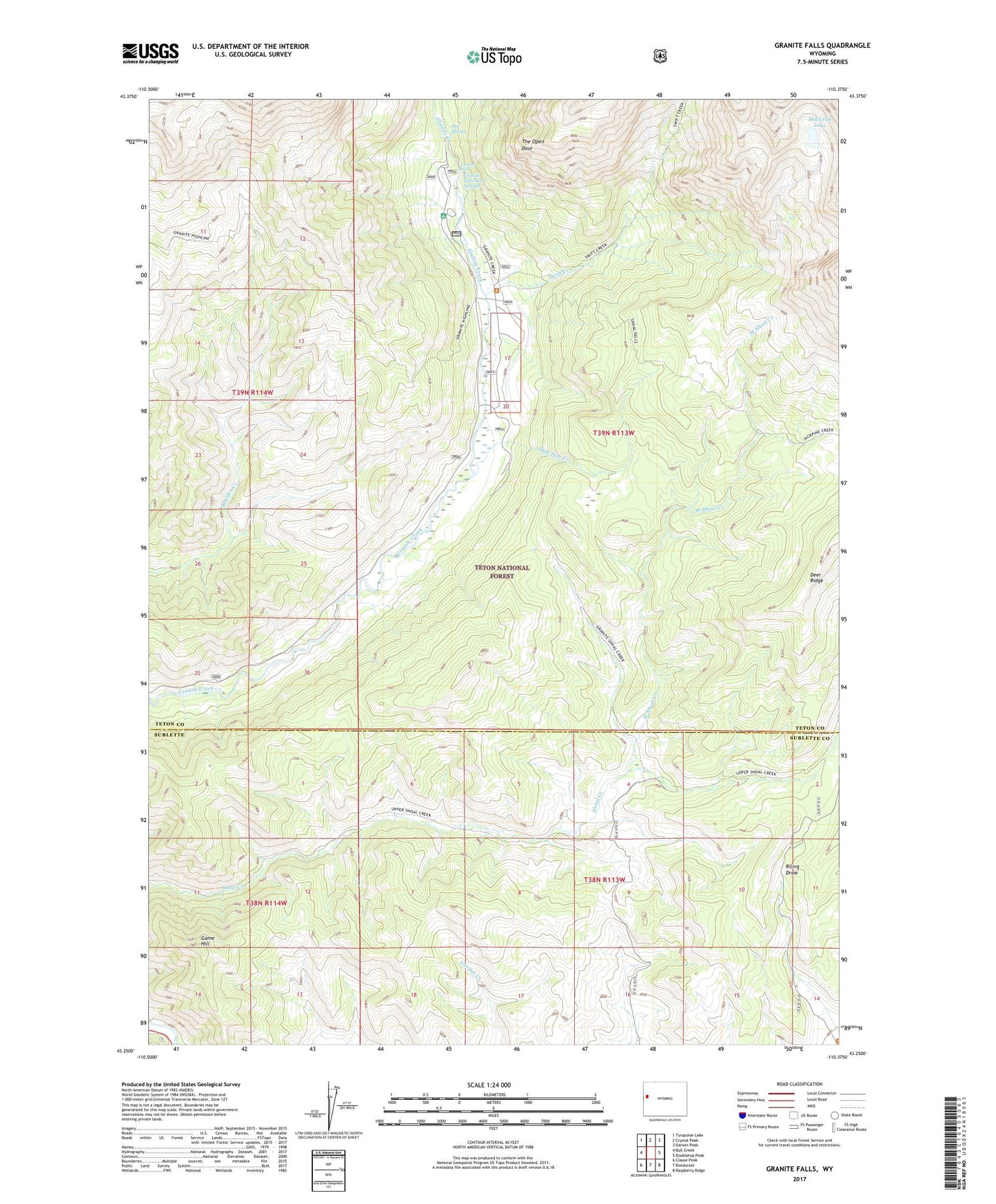 Granite Falls Wyoming US Topo Map Image