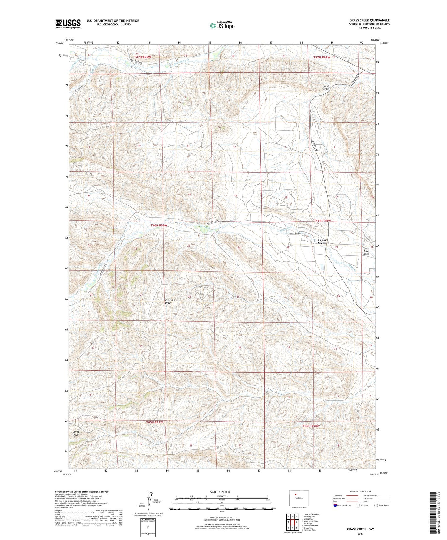 Grass Creek Wyoming US Topo Map Image