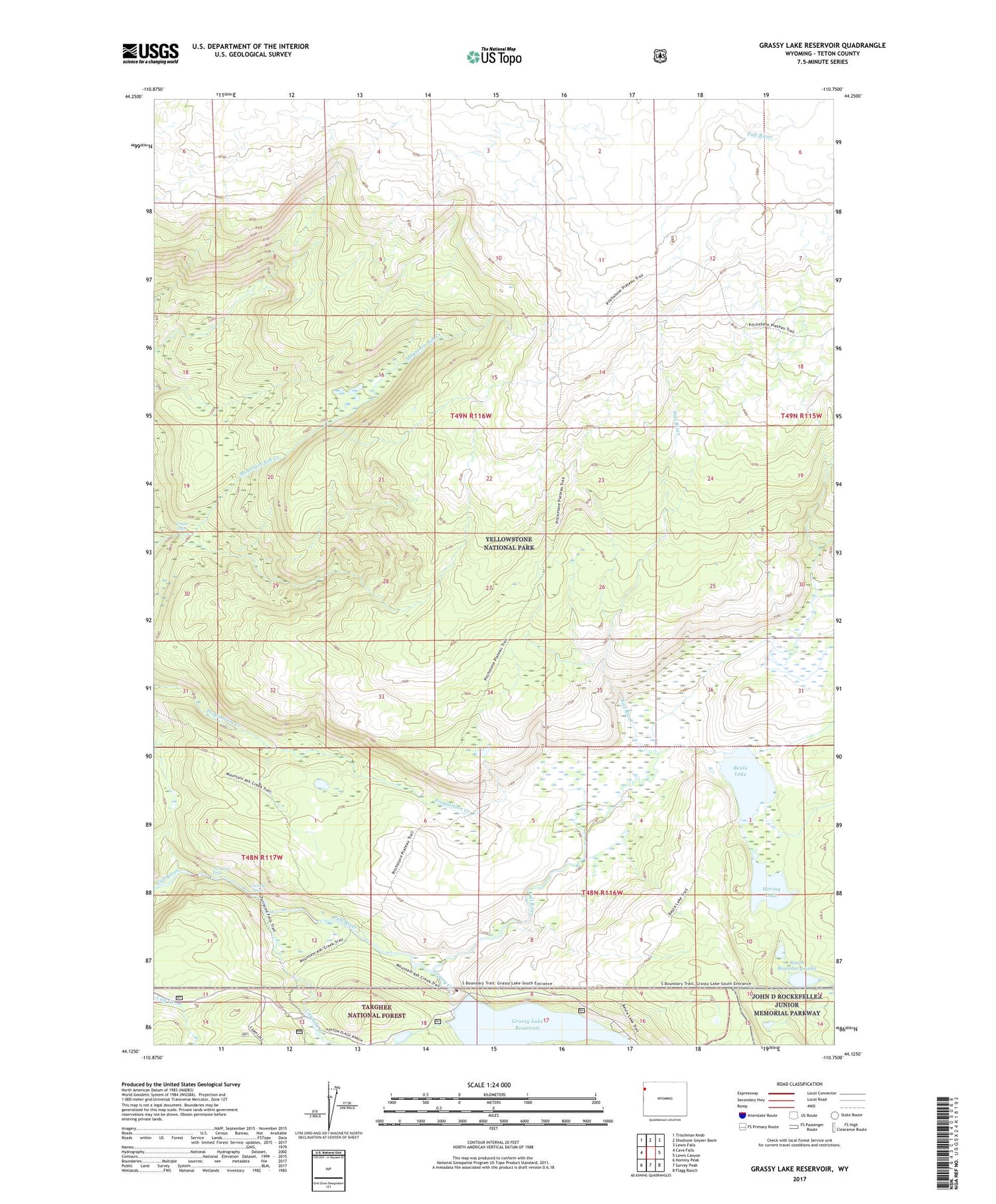 Grassy Lake Reservoir Wyoming US Topo Map Image