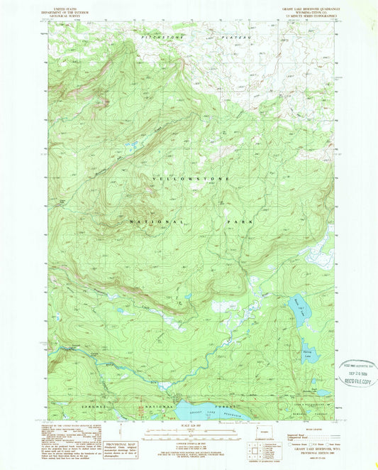 Classic USGS Grassy Lake Reservoir Wyoming 7.5'x7.5' Topo Map Image