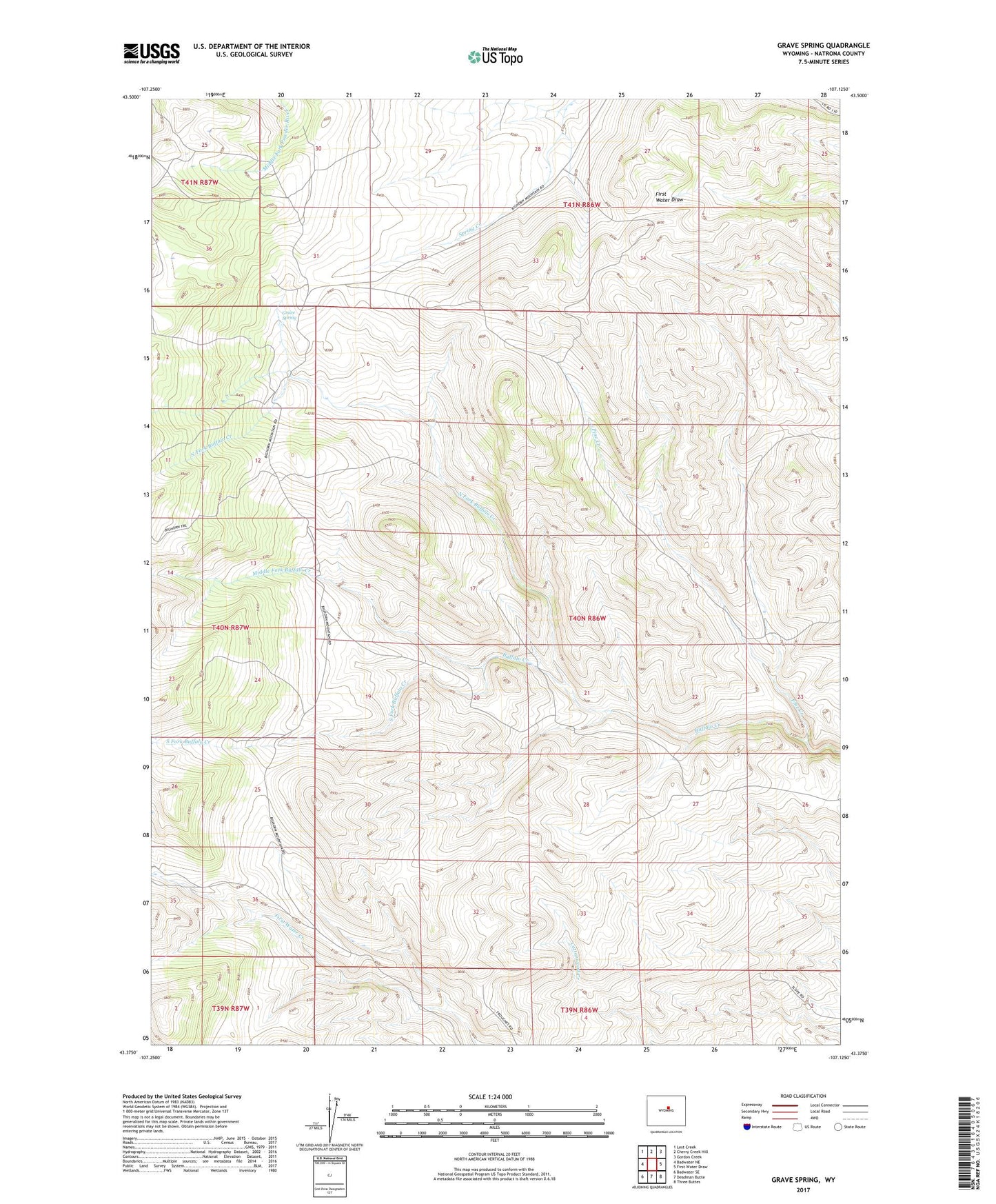 Grave Spring Wyoming US Topo Map Image