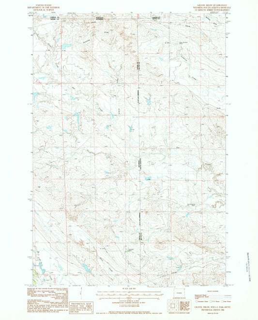 Classic USGS Gravel Draw Wyoming 7.5'x7.5' Topo Map Image