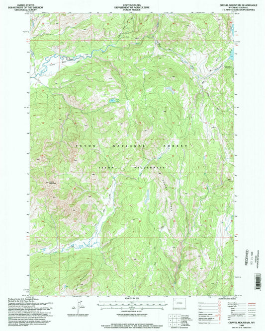 Classic USGS Gravel Mountain Wyoming 7.5'x7.5' Topo Map Image