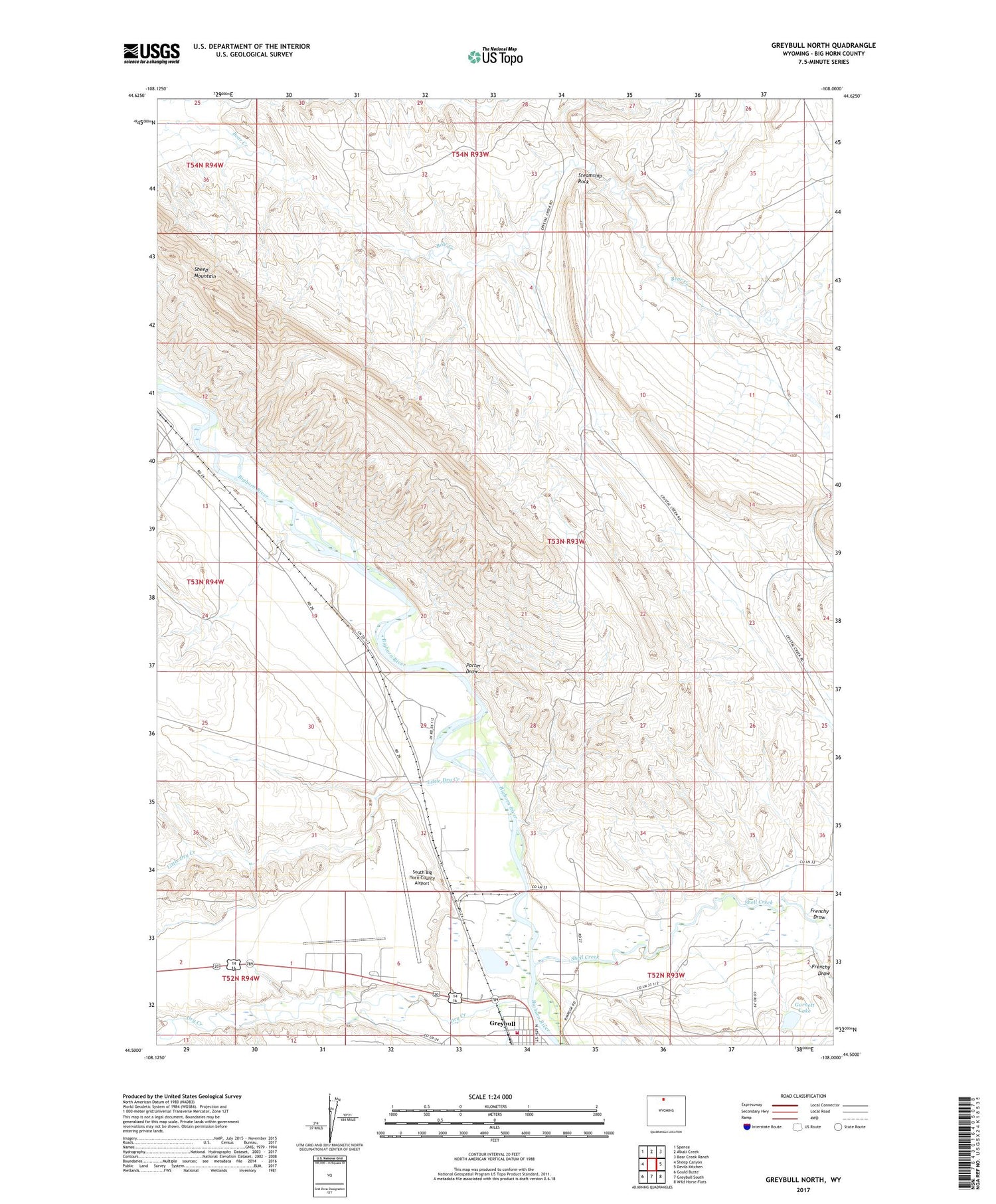 Greybull North Wyoming US Topo Map Image