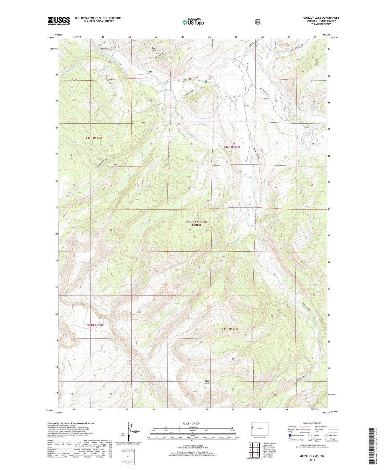 Grizzly Lake Wyoming US Topo Map Image