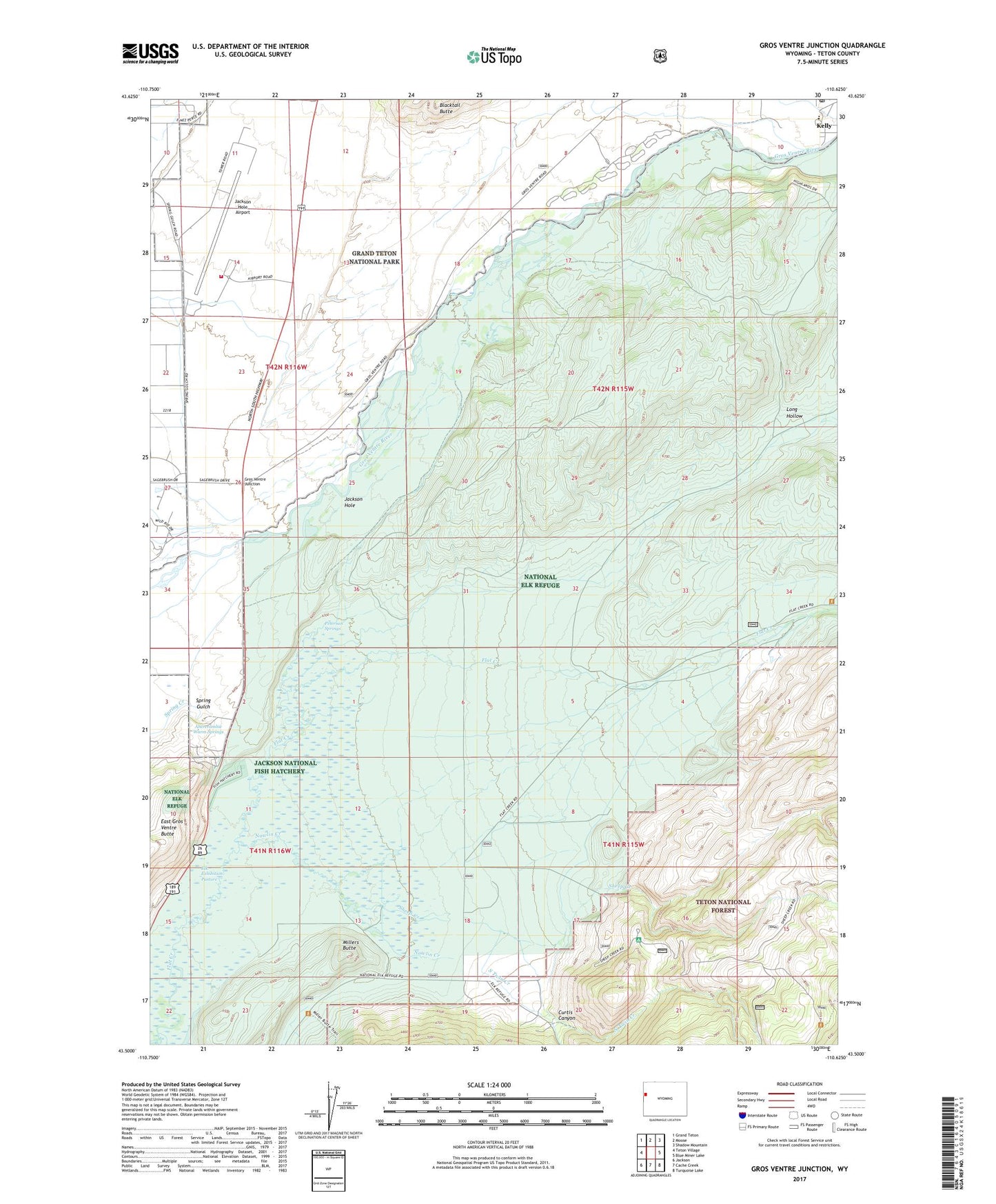 Gros Ventre Junction Wyoming US Topo Map Image