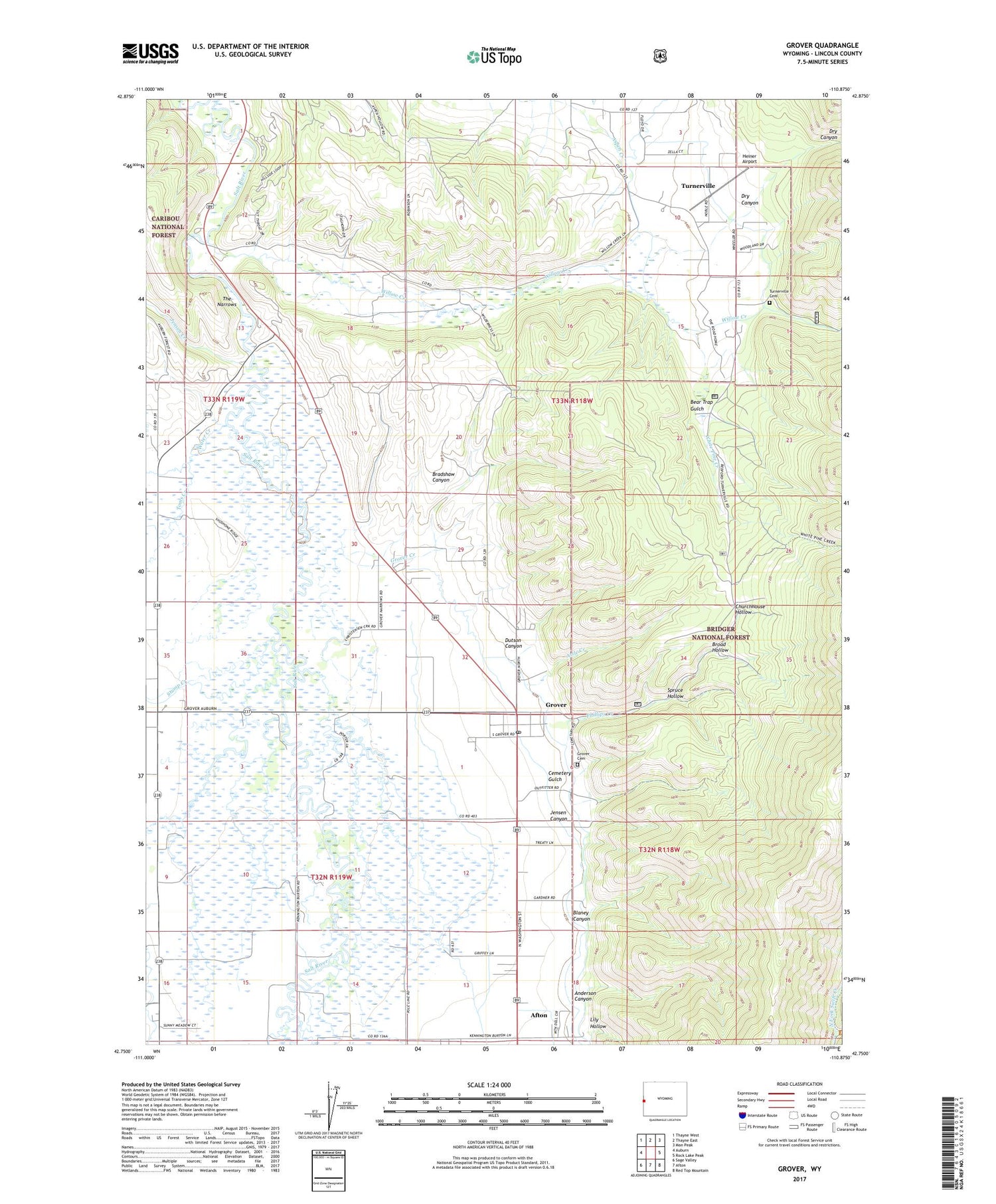 Grover Wyoming US Topo Map Image
