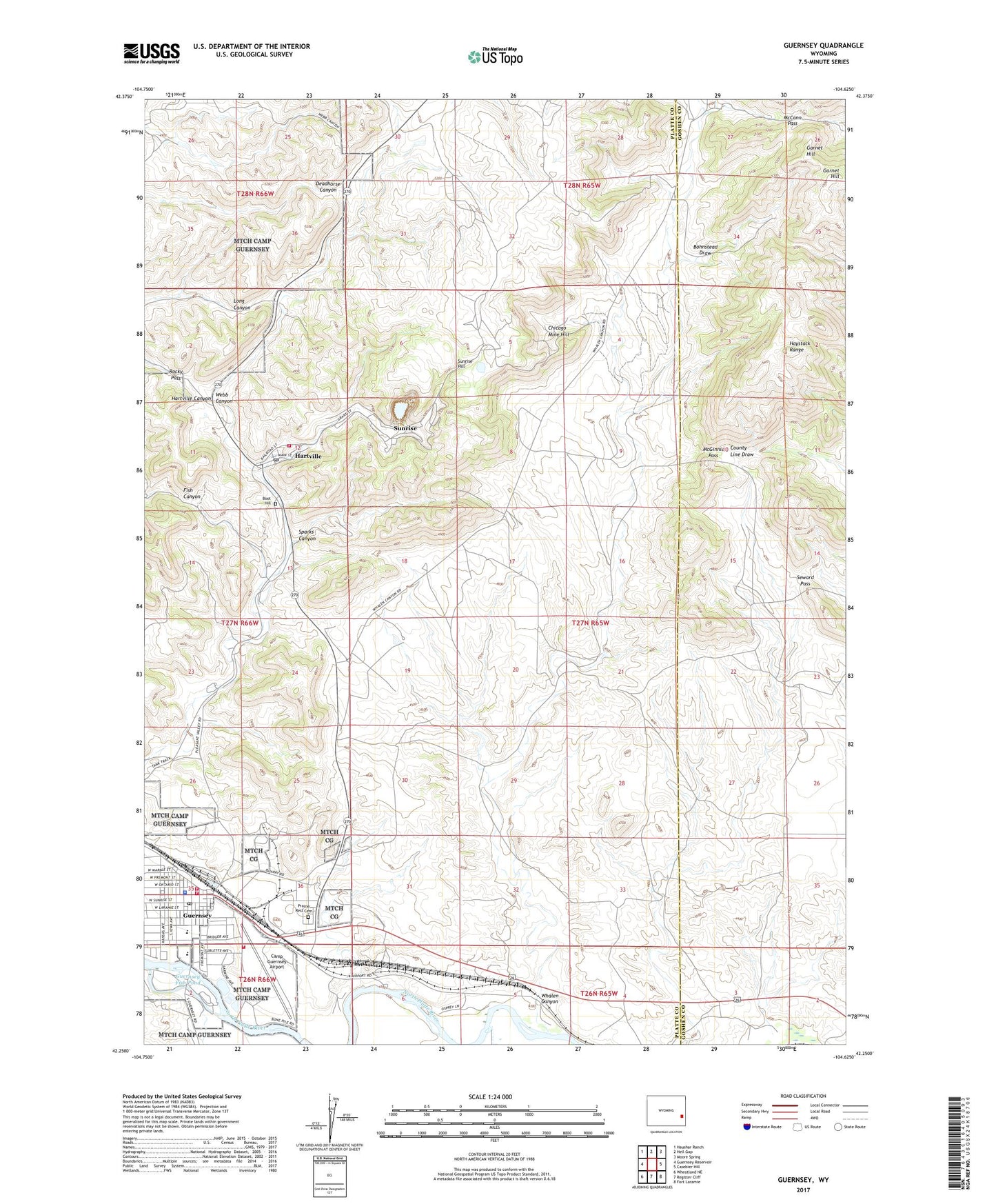 Guernsey Wyoming US Topo Map Image