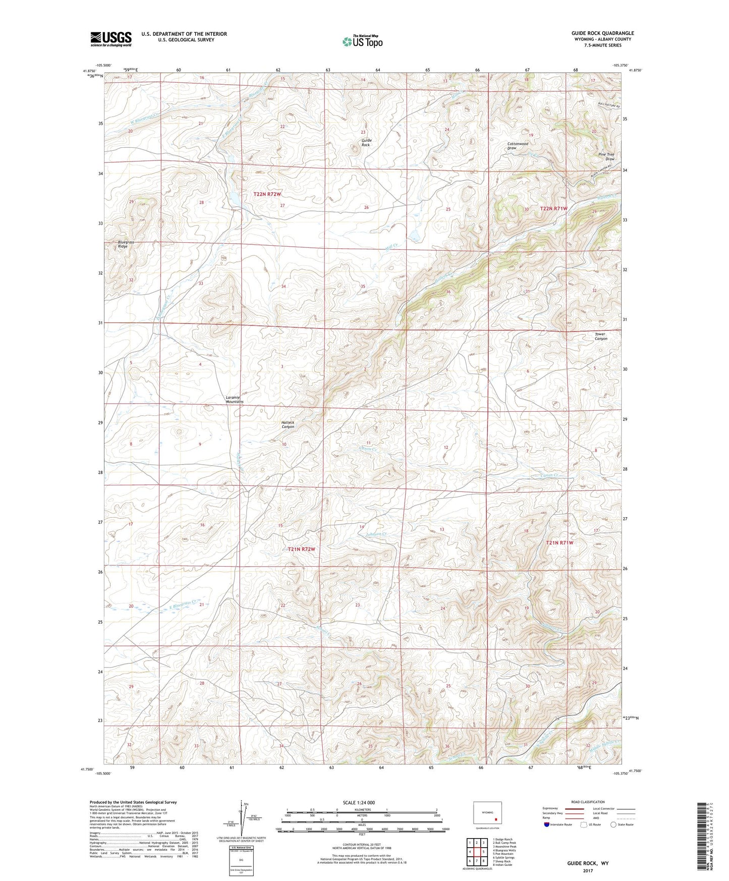 Guide Rock Wyoming US Topo Map Image