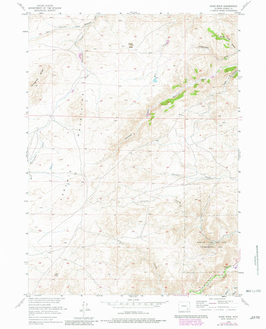 Classic USGS Guide Rock Wyoming 7.5'x7.5' Topo Map Image