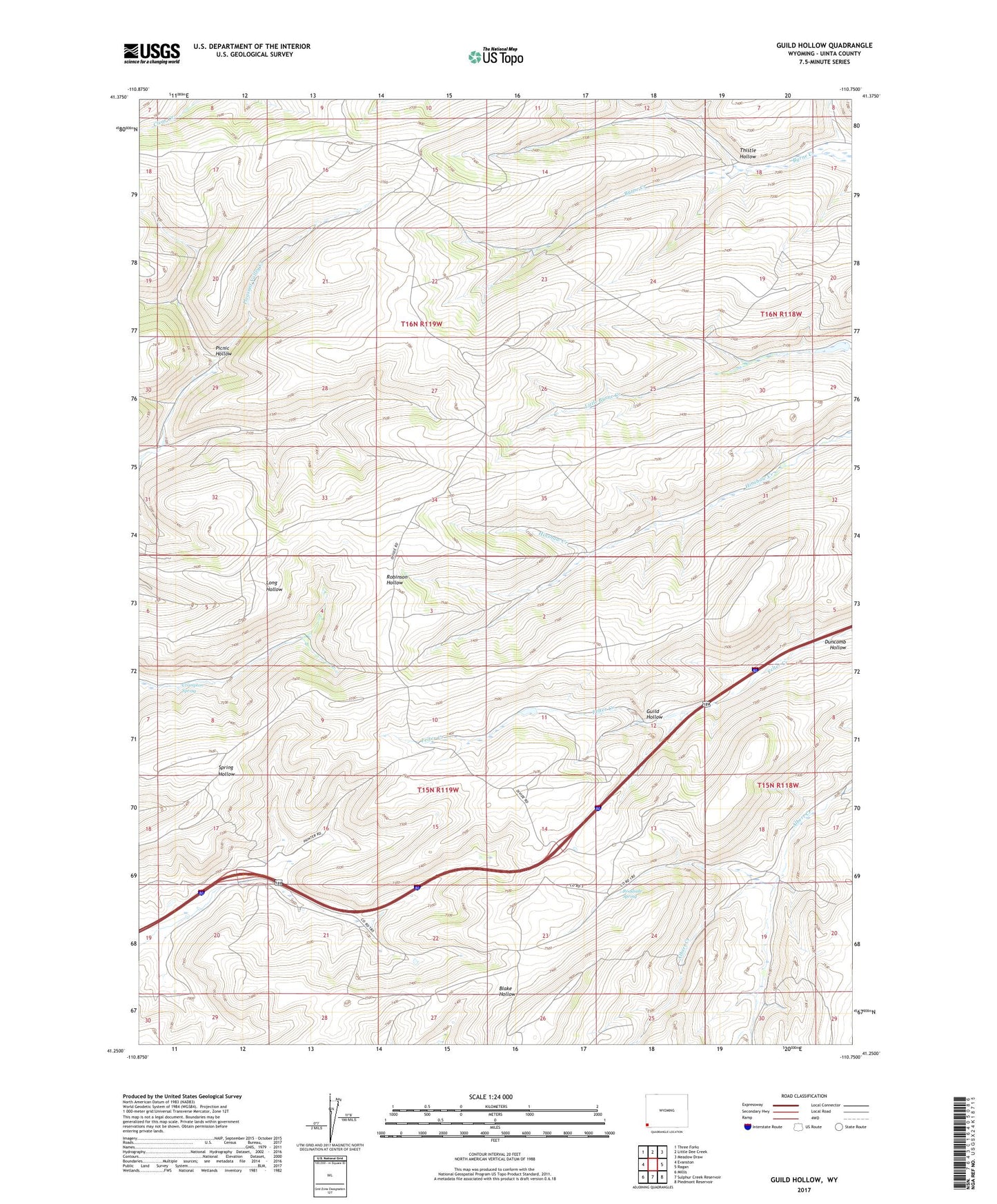 Guild Hollow Wyoming US Topo Map Image