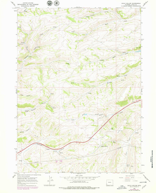 Classic USGS Guild Hollow Wyoming 7.5'x7.5' Topo Map Image