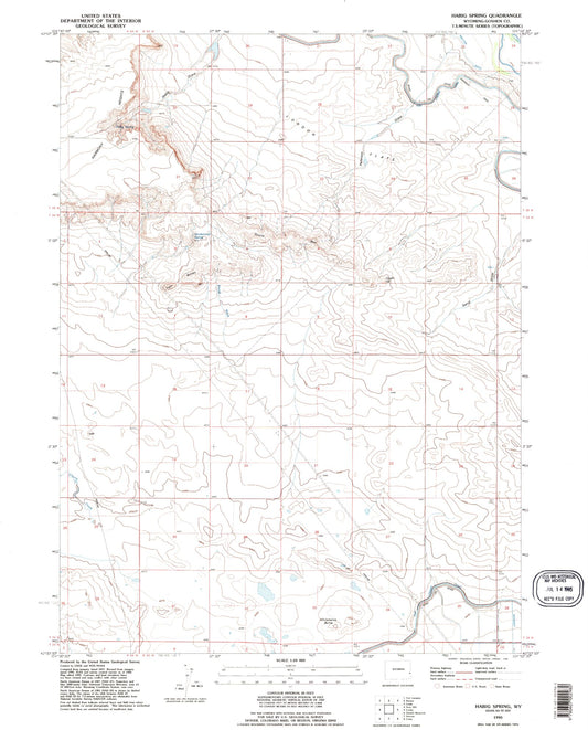 Classic USGS Habig Spring Wyoming 7.5'x7.5' Topo Map Image