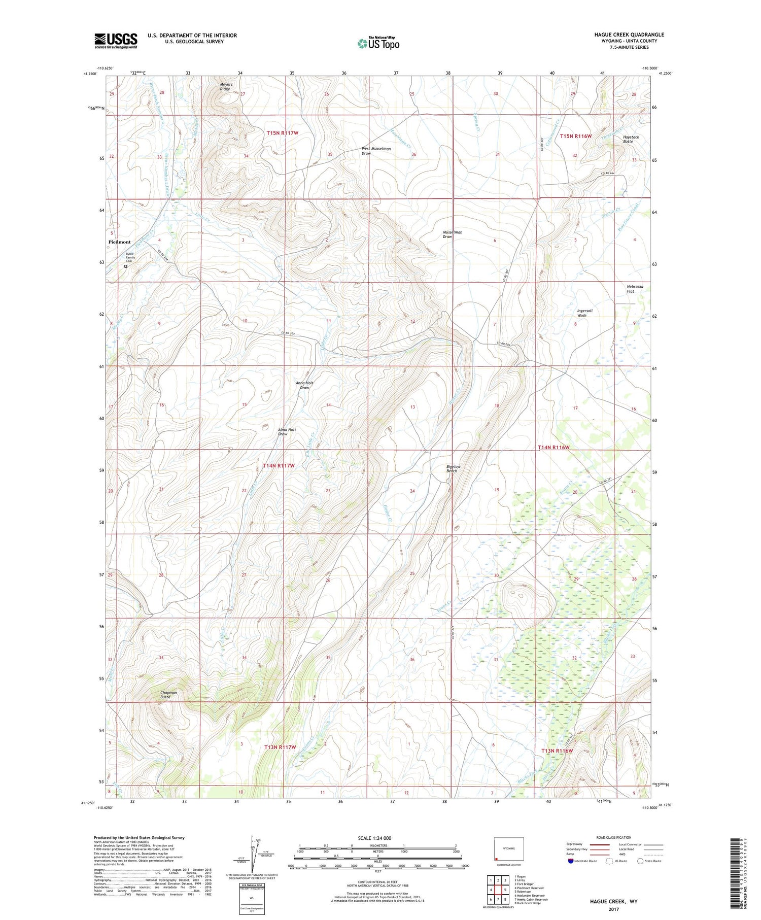 Hague Creek Wyoming US Topo Map Image