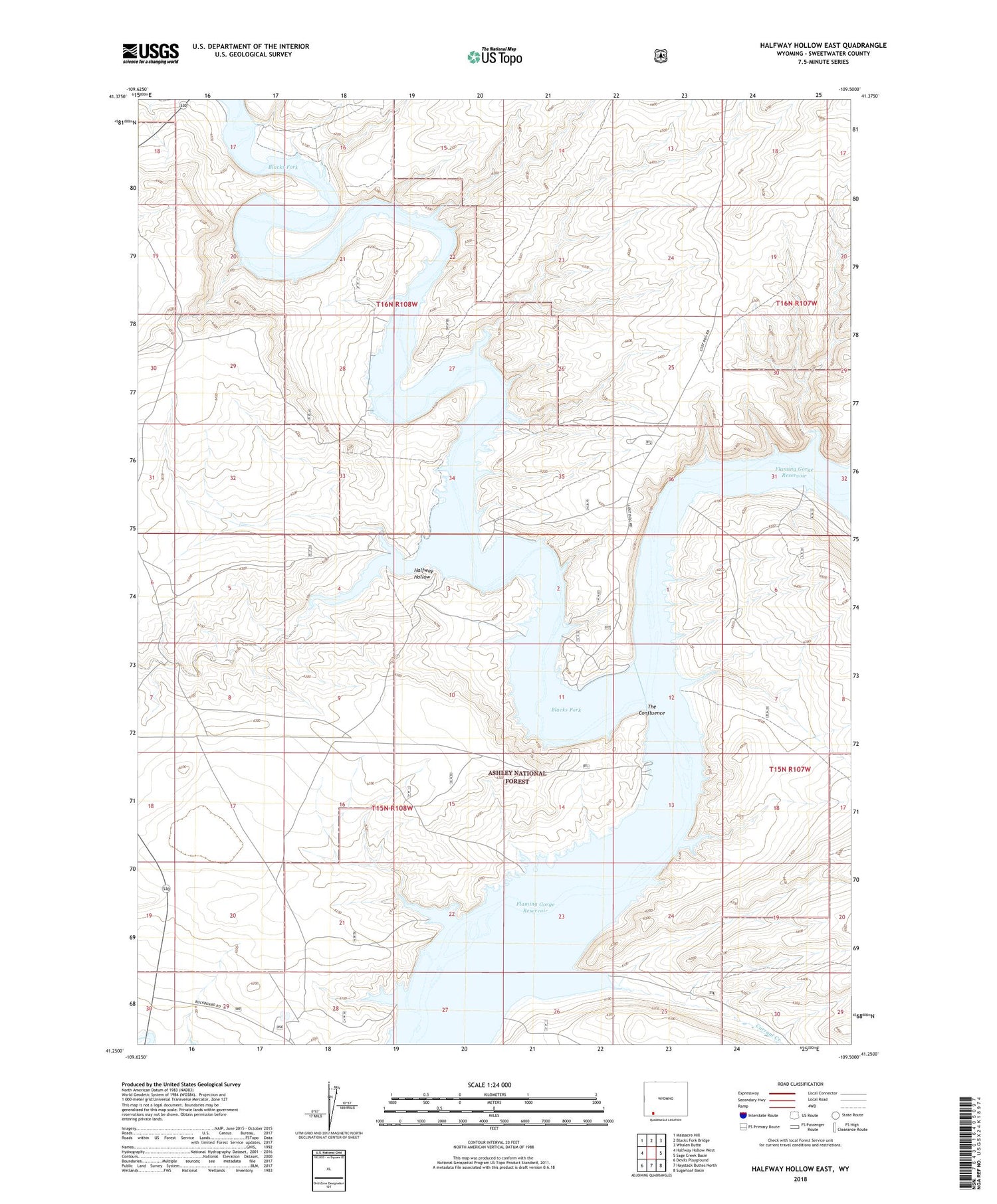 Halfway Hollow East Wyoming US Topo Map Image
