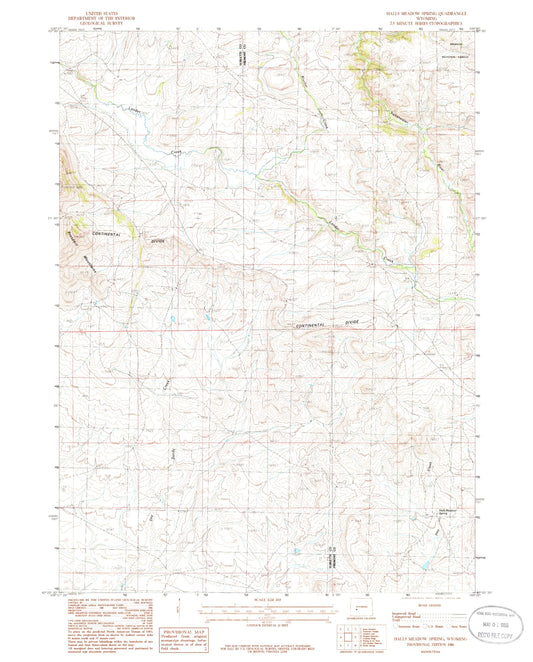 Classic USGS Halls Meadow Spring Wyoming 7.5'x7.5' Topo Map Image