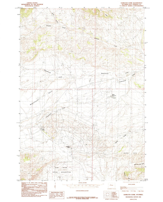 Classic USGS Hamilton Dome Wyoming 7.5'x7.5' Topo Map Image