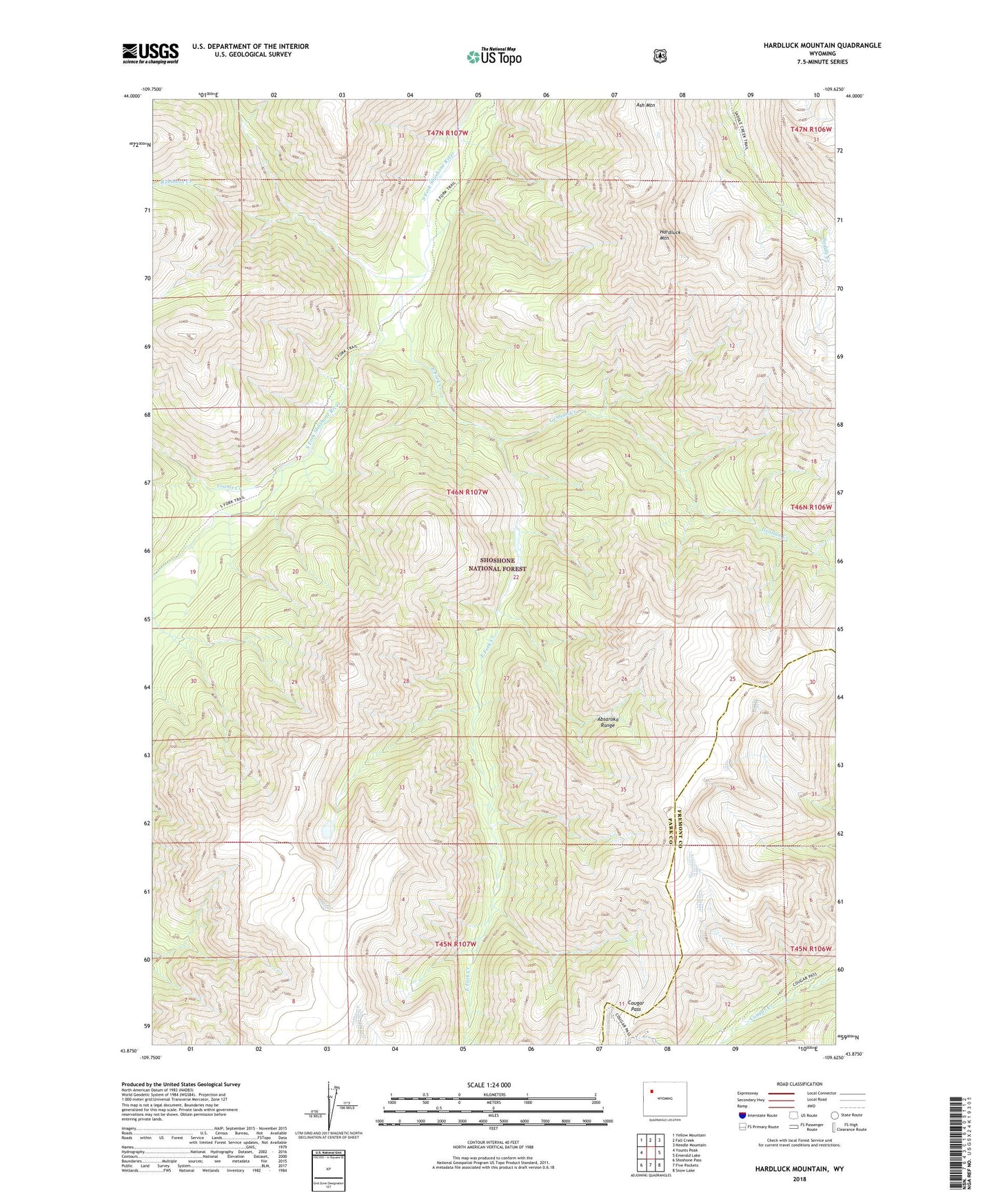 Hardluck Mountain Wyoming US Topo Map Image