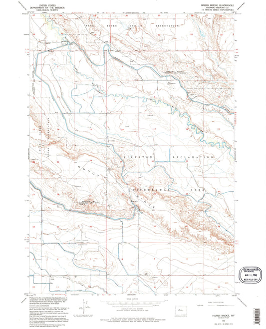 Classic USGS Harris Bridge Wyoming 7.5'x7.5' Topo Map Image