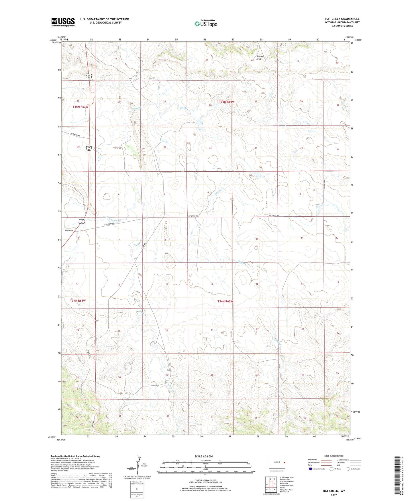 Hat Creek Wyoming US Topo Map Image