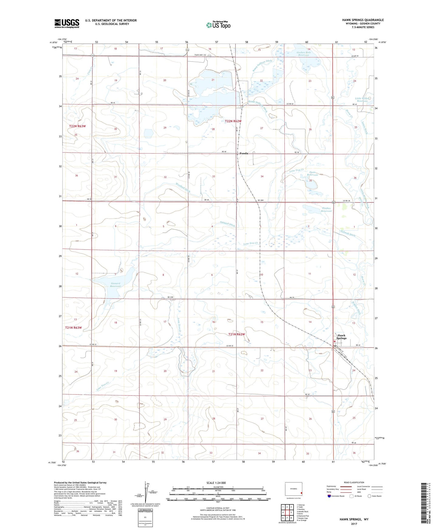 Hawk Springs Wyoming US Topo Map Image
