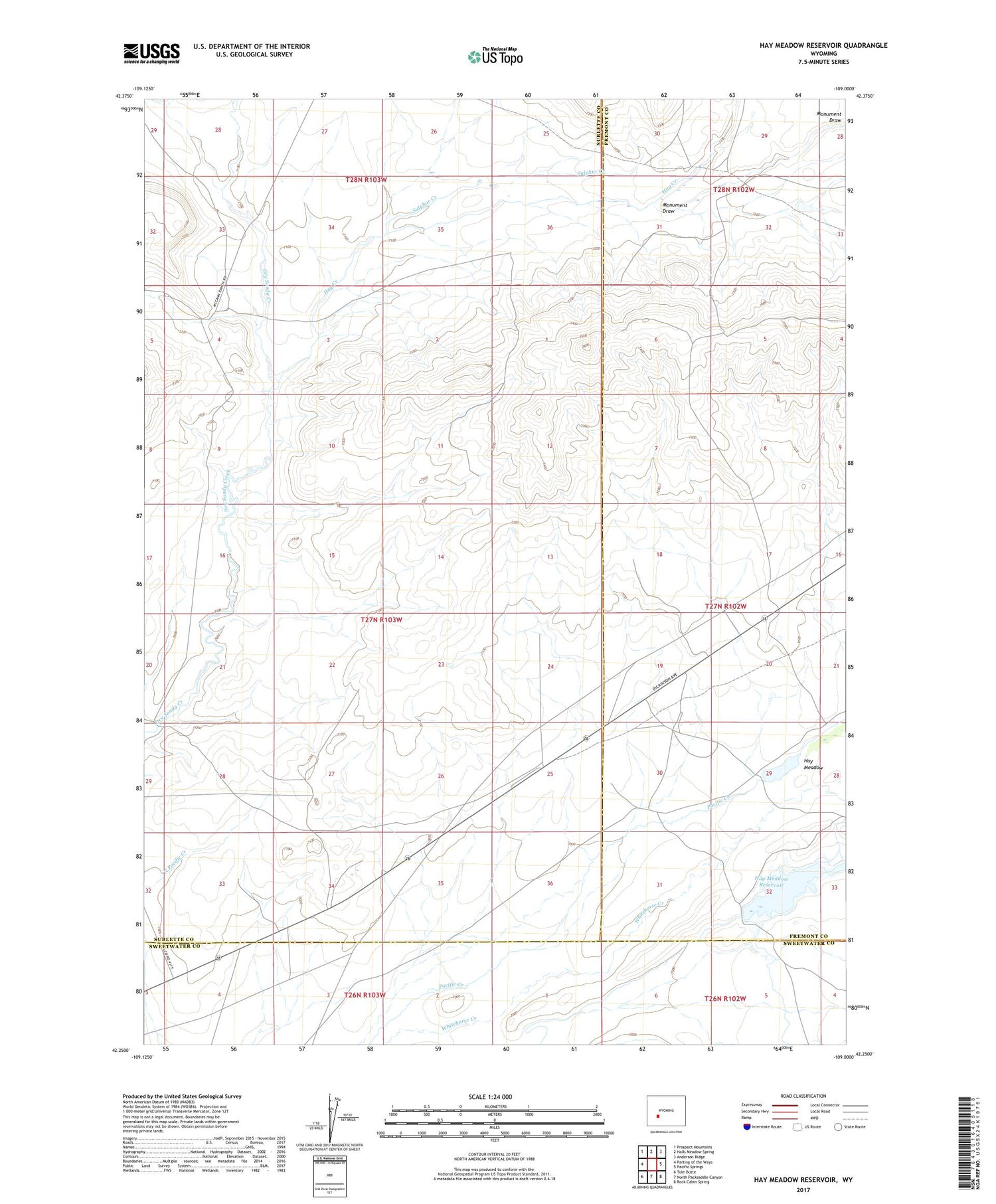 Hay Meadow Reservoir Wyoming US Topo Map Image