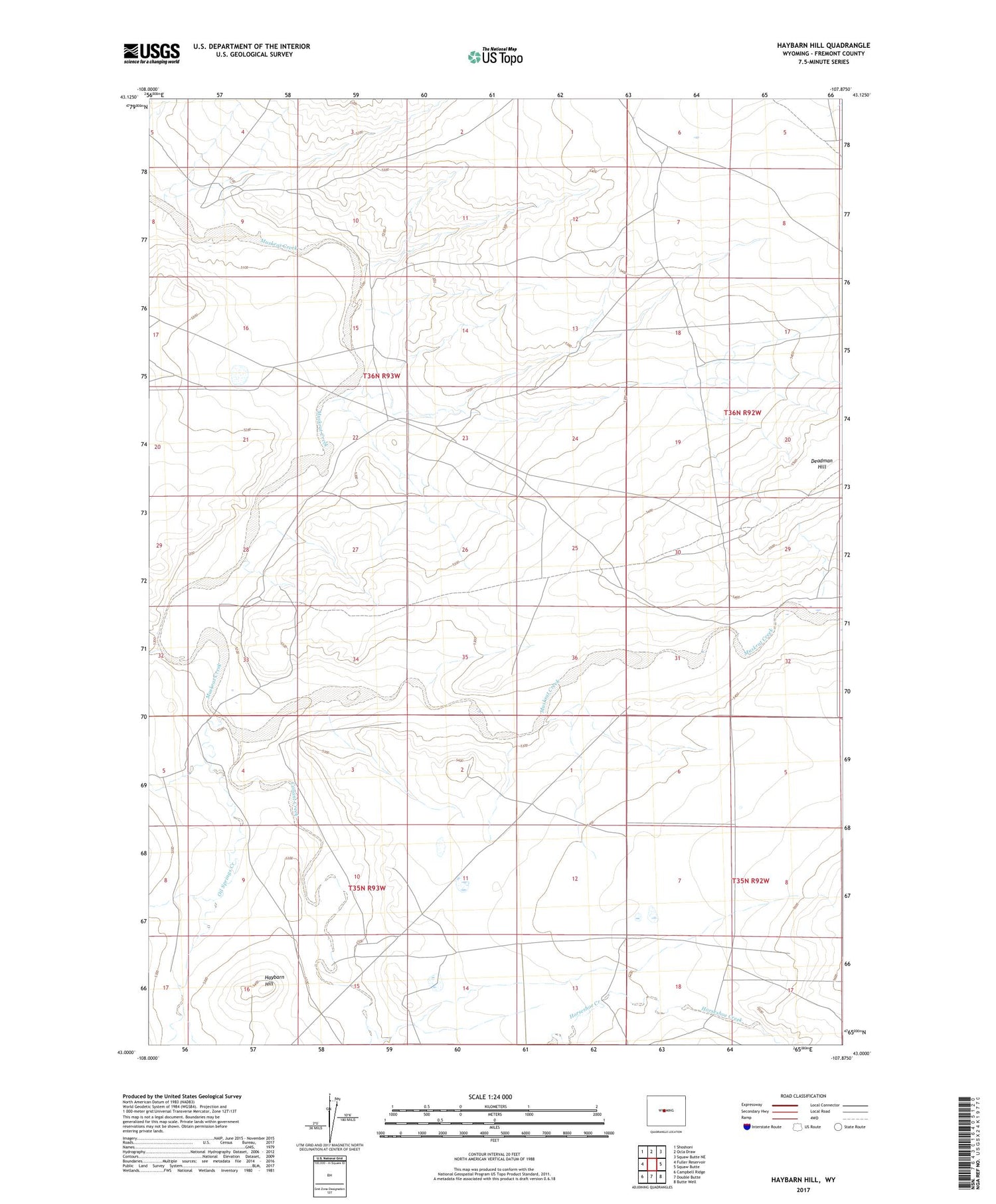 Haybarn Hill Wyoming US Topo Map Image