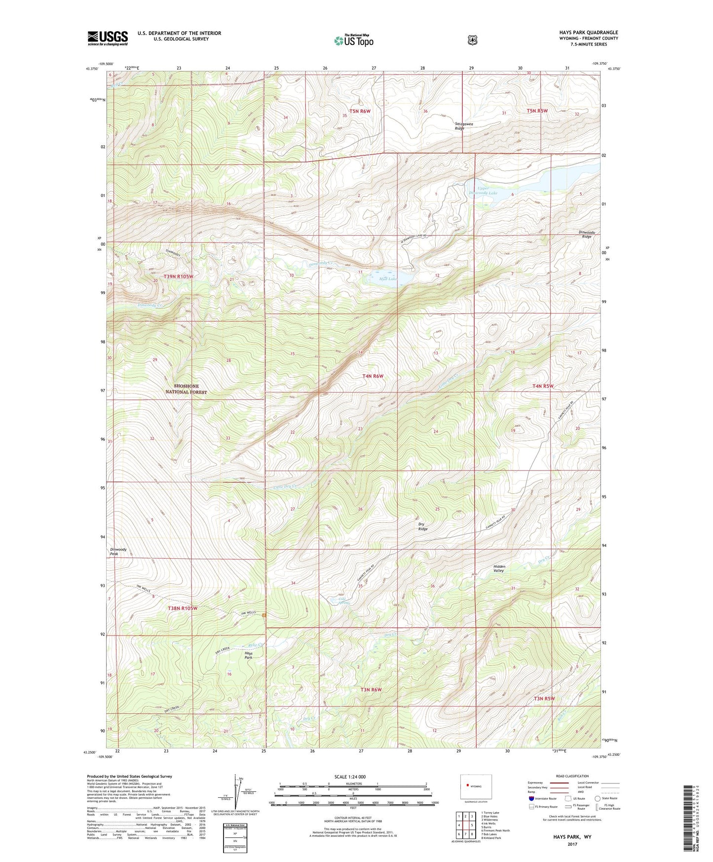 Hays Park Wyoming US Topo Map Image