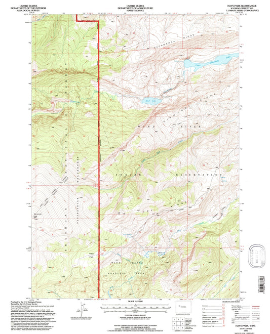 Classic USGS Hays Park Wyoming 7.5'x7.5' Topo Map Image