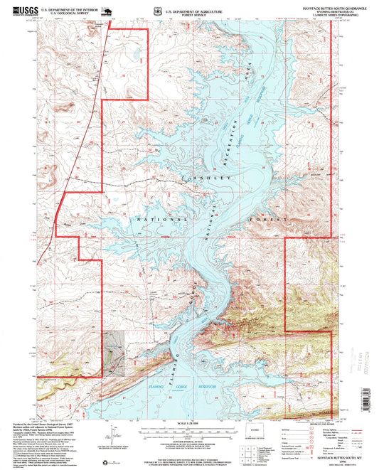 Classic USGS Haystack Buttes South Wyoming 7.5'x7.5' Topo Map Image
