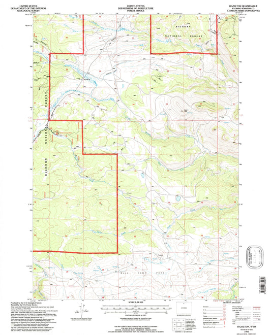 Classic USGS Hazelton Wyoming 7.5'x7.5' Topo Map Image