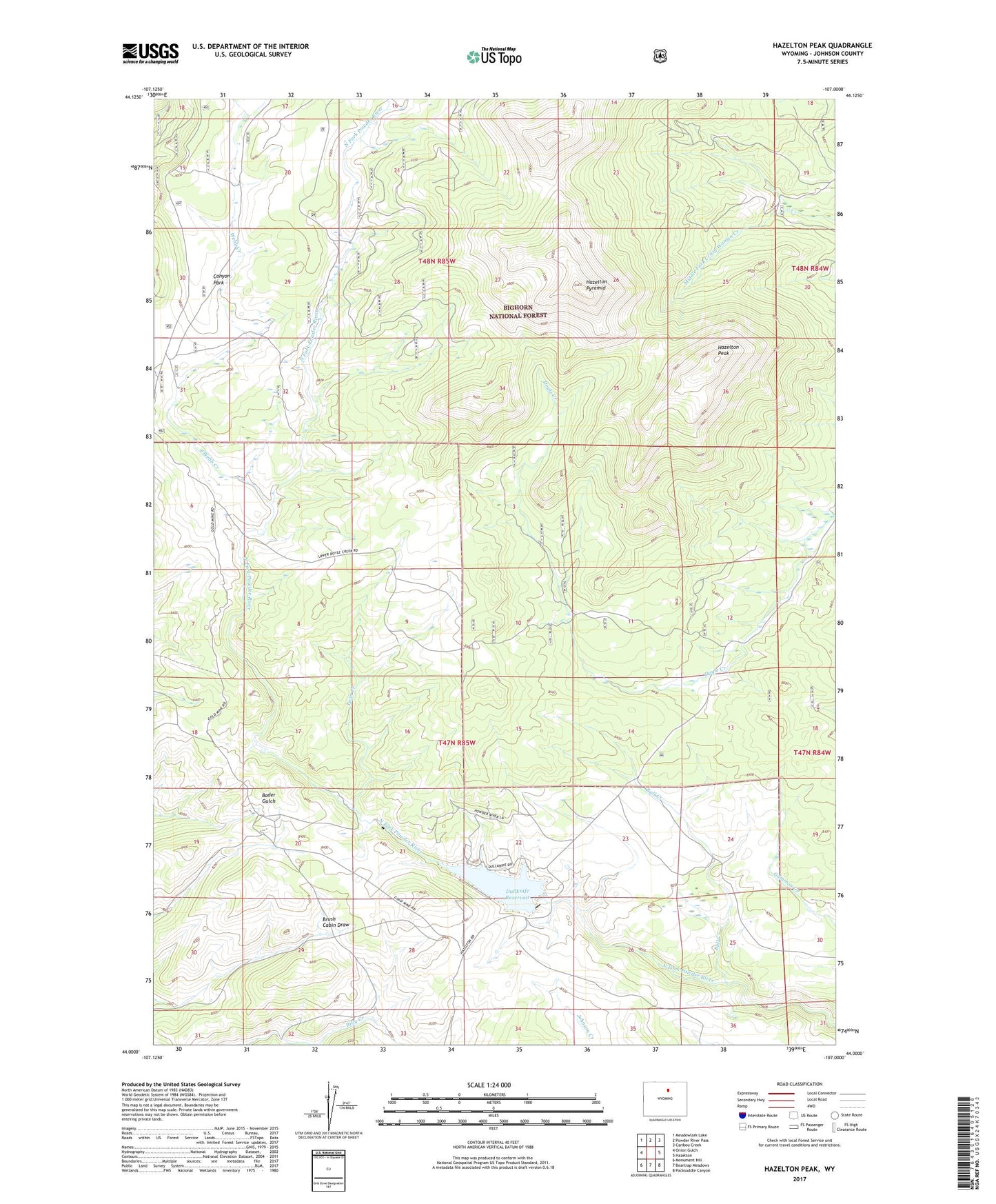 Hazelton Peak Wyoming US Topo Map Image
