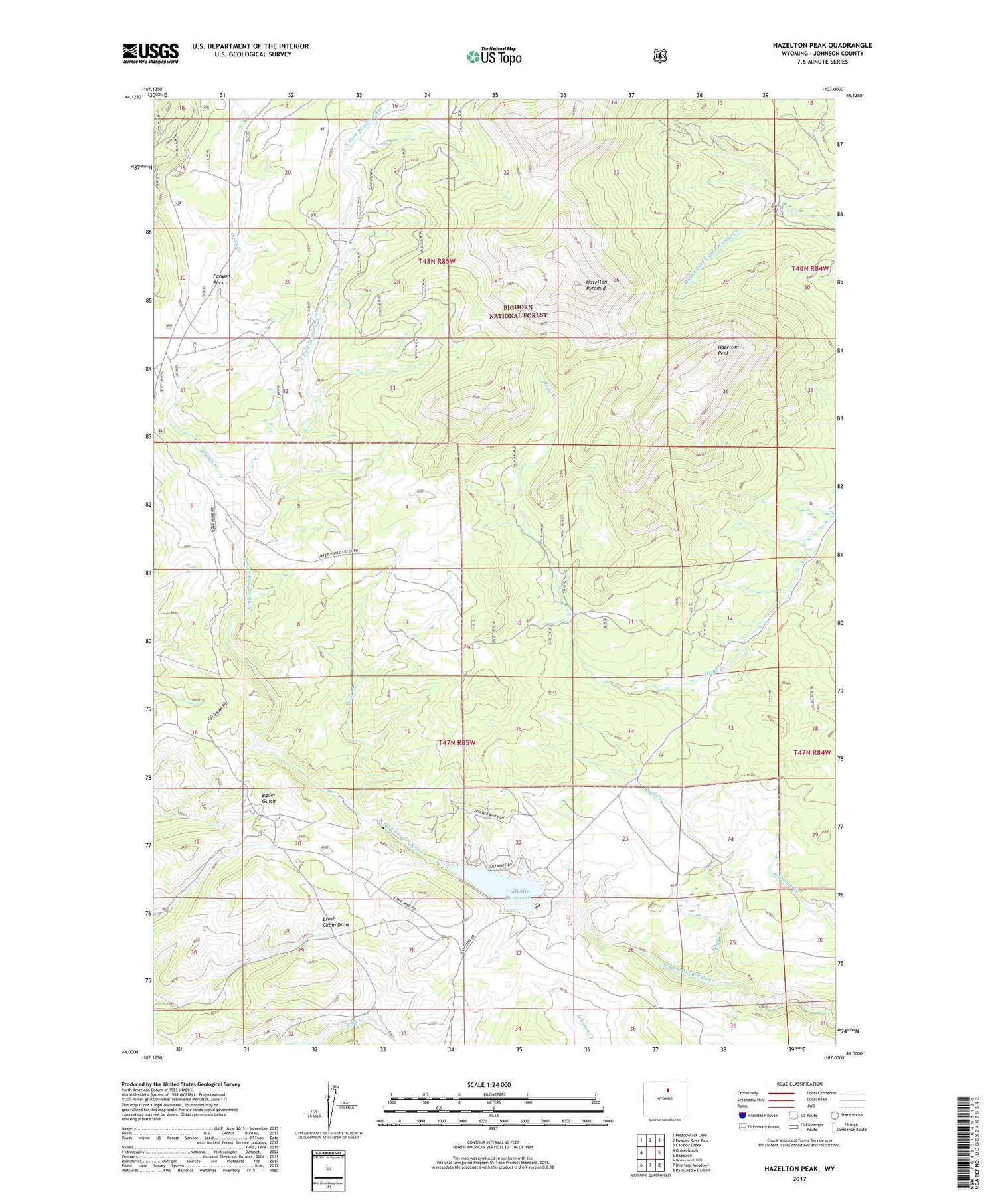 Hazelton Peak Wyoming US Topo Map Image