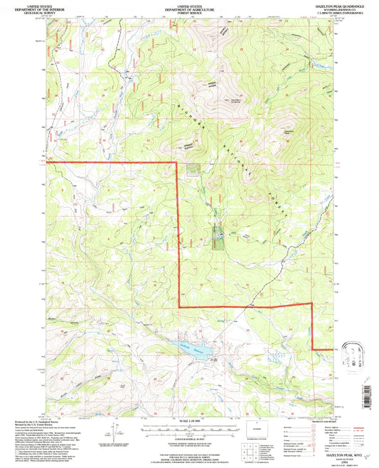 Classic USGS Hazelton Peak Wyoming 7.5'x7.5' Topo Map Image