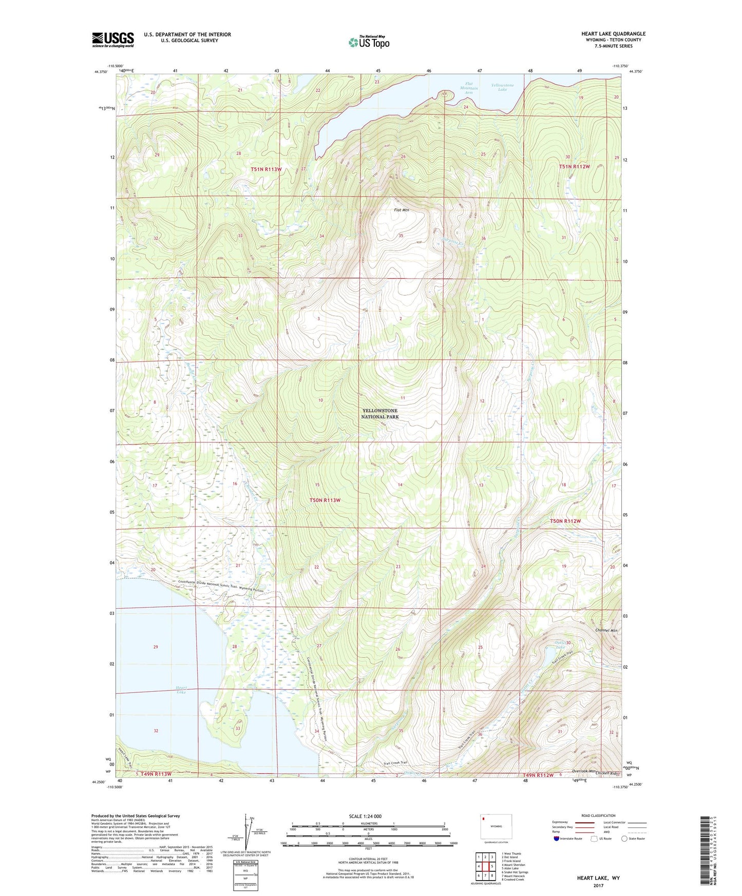 Heart Lake Wyoming US Topo Map Image