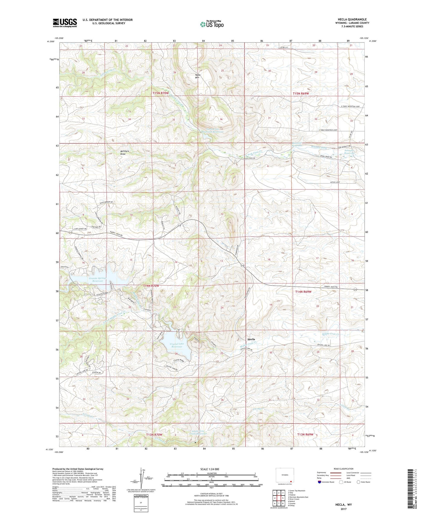 Hecla Wyoming US Topo Map Image