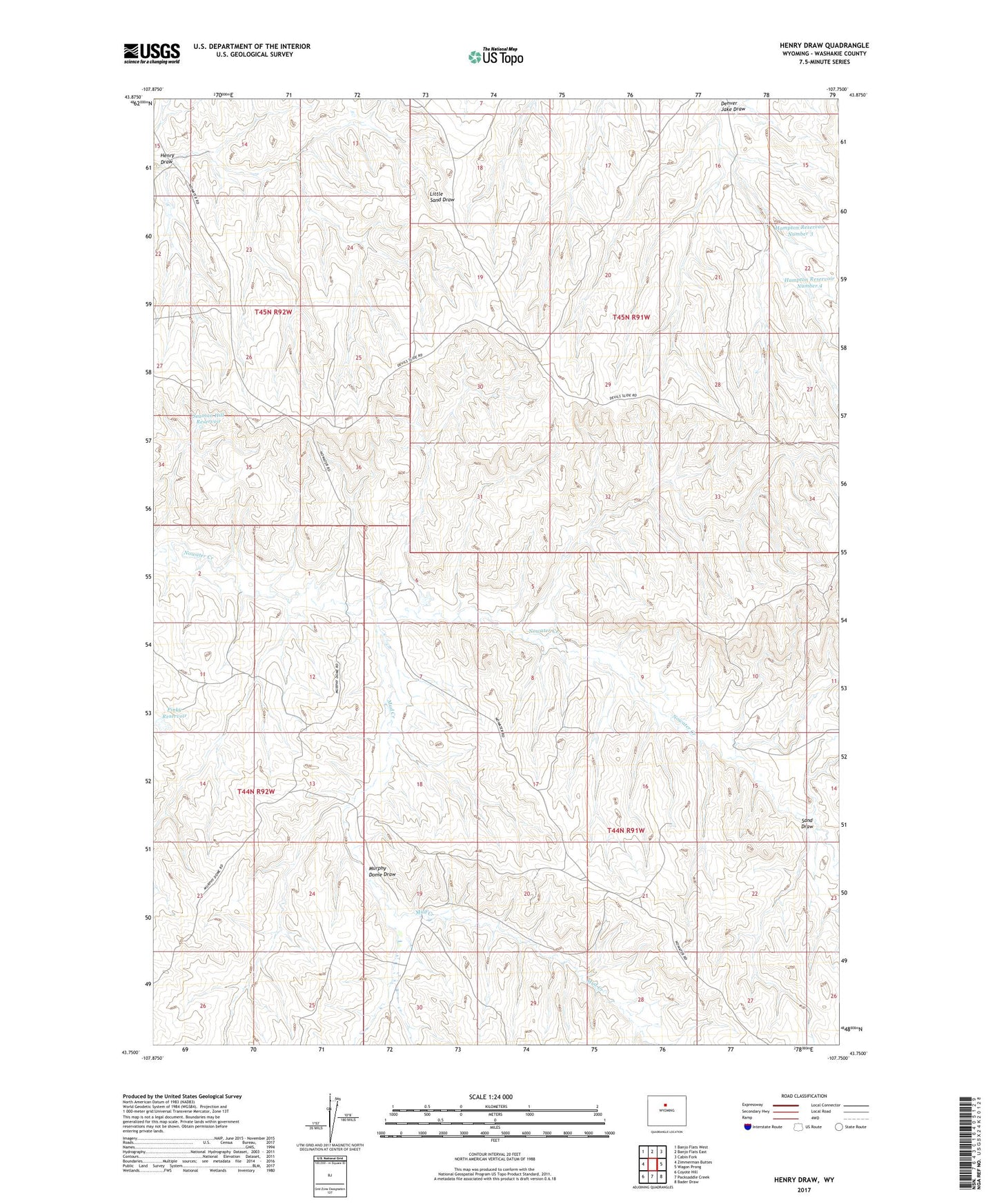 Henry Draw Wyoming US Topo Map Image