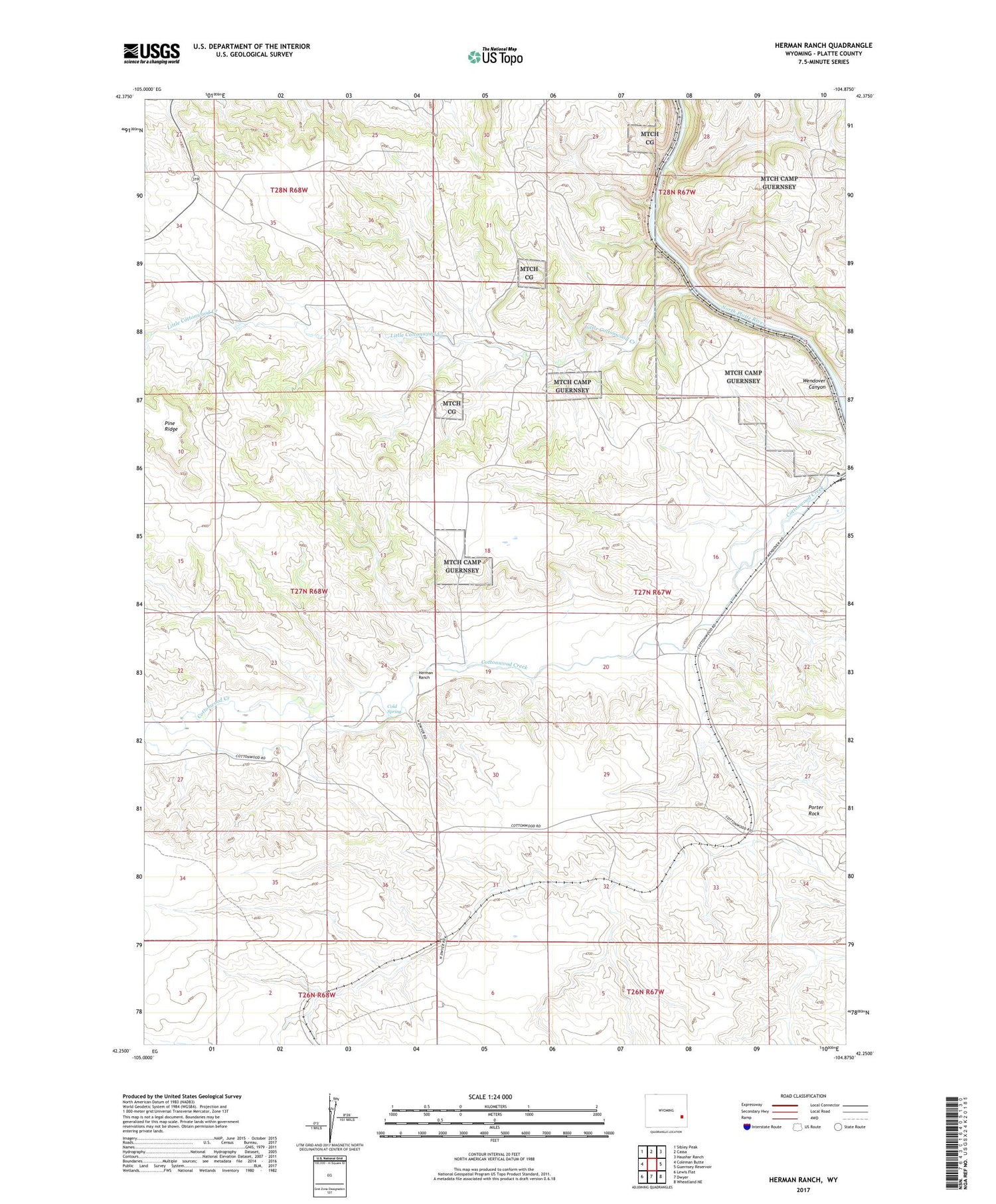 Herman Ranch Wyoming US Topo Map Image