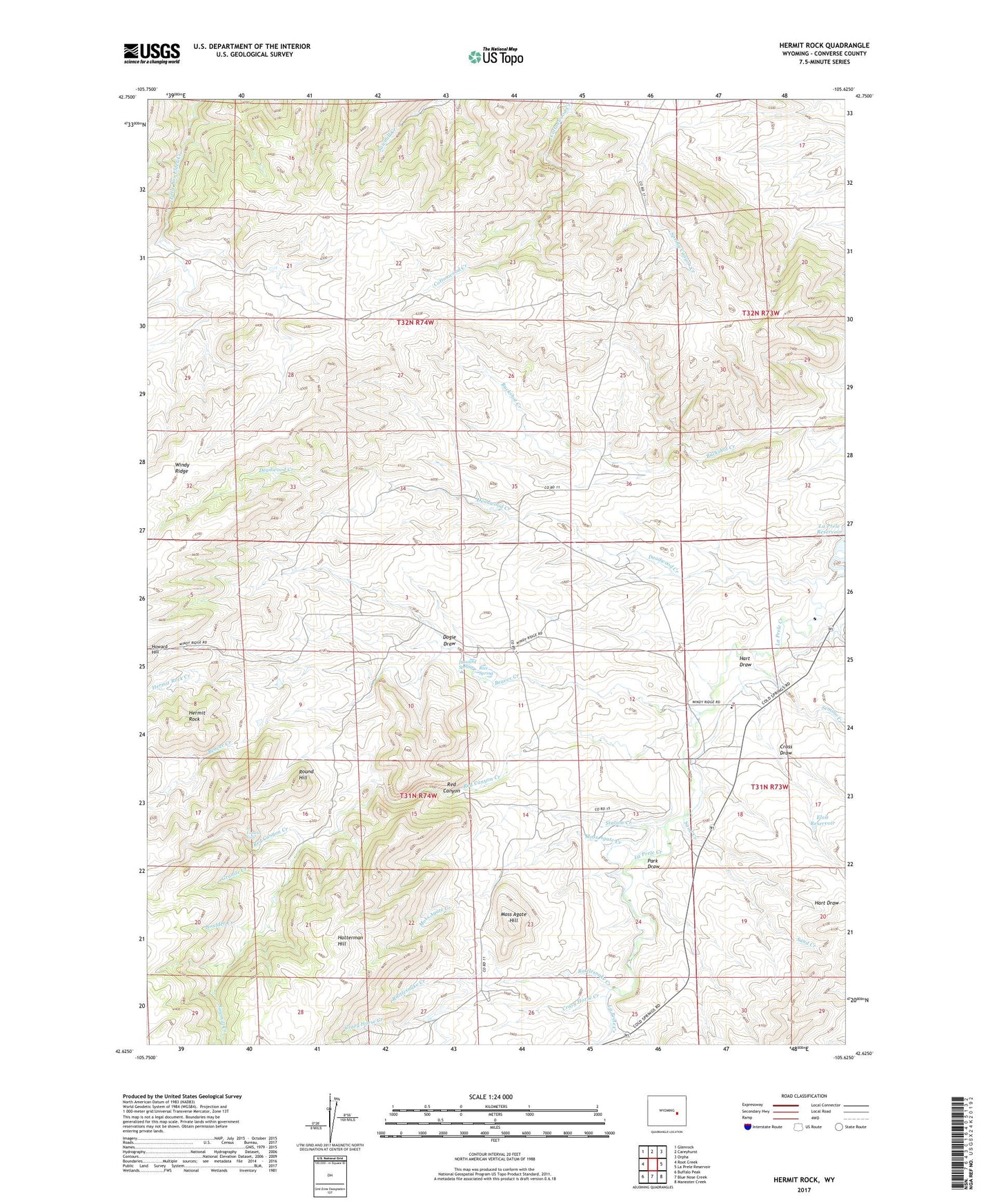 Hermit Rock Wyoming US Topo Map Image