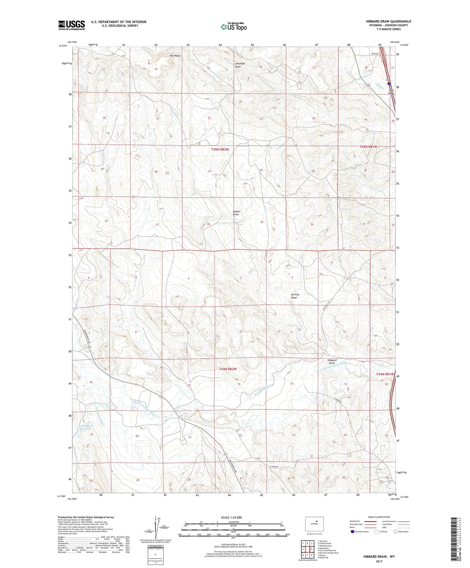Hibbard Draw Wyoming US Topo Map Image