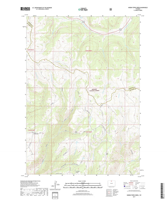 Hidden Tepee Creek Wyoming US Topo Map Image