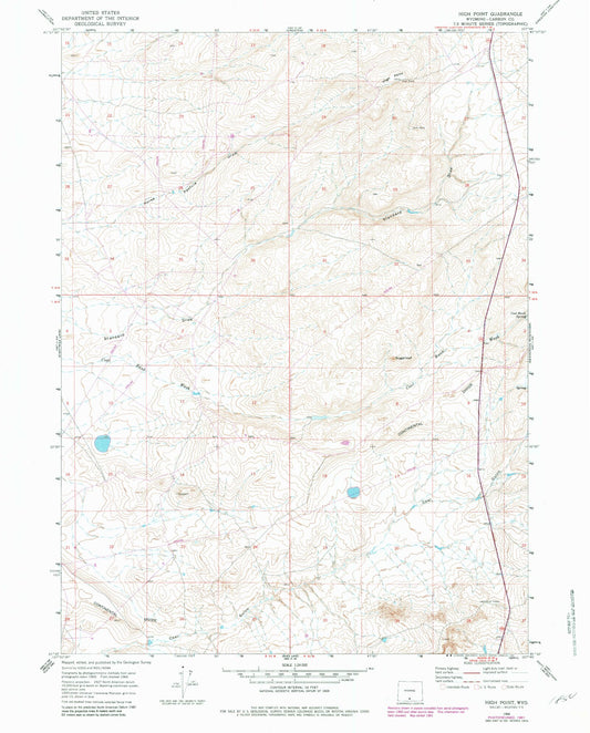 Classic USGS High Point Wyoming 7.5'x7.5' Topo Map Image