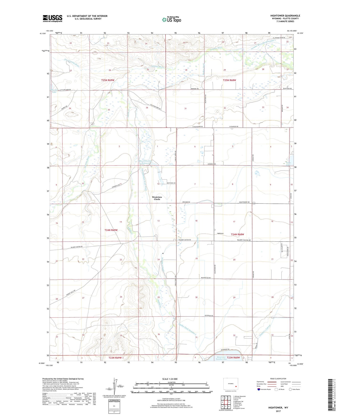 Hightower Wyoming US Topo Map Image
