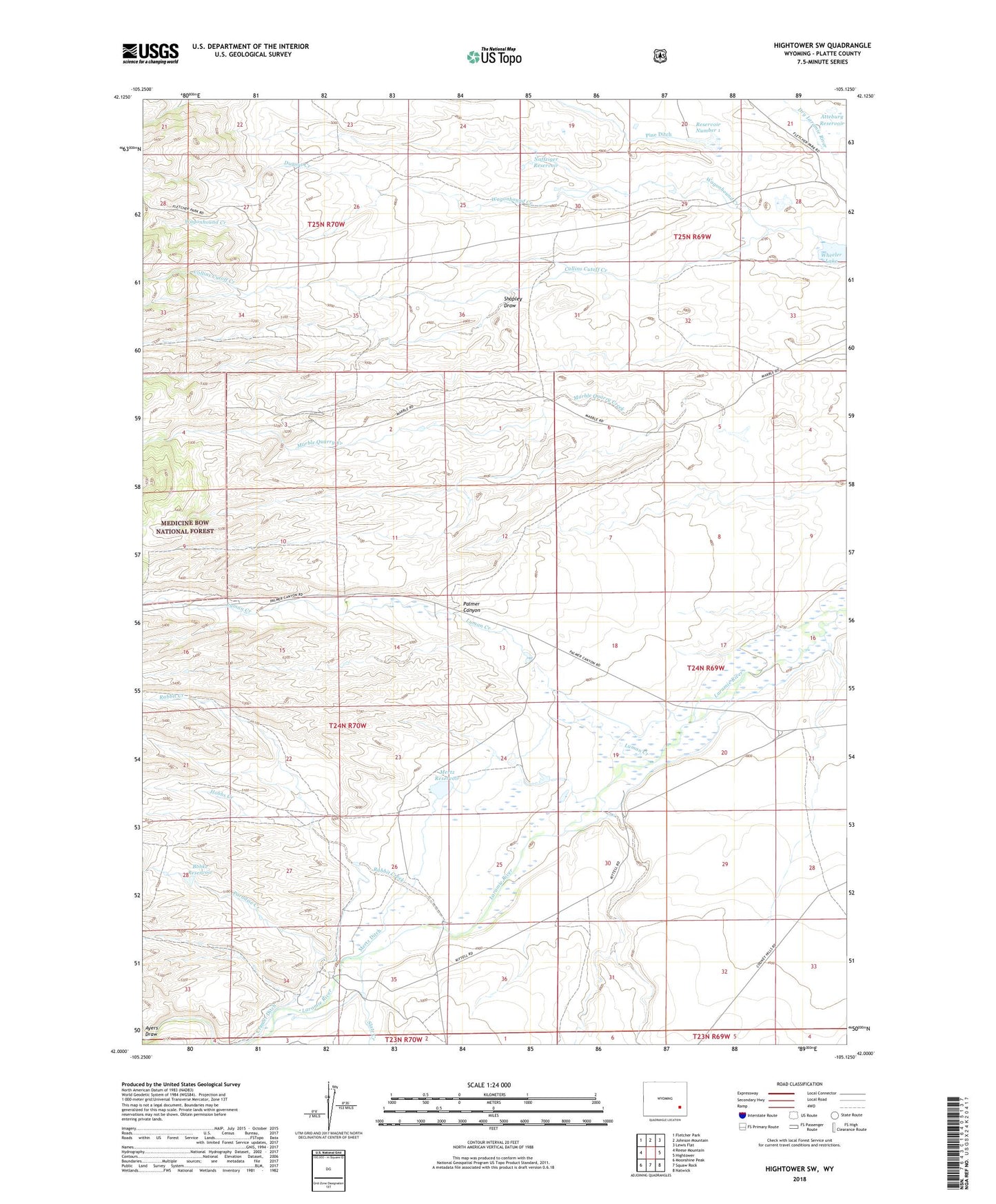 Hightower SW Wyoming US Topo Map Image